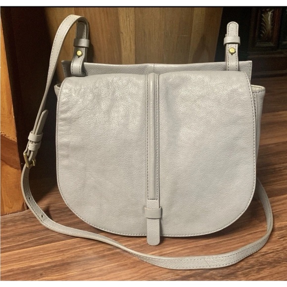 Fossil Light Gray Leather Crossbody Bag - Picture 1 of 6